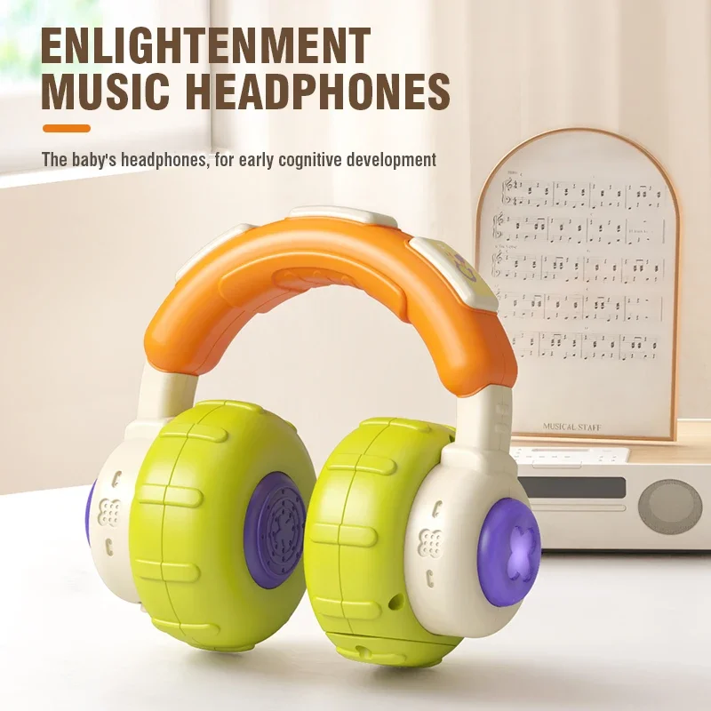 Baby Musical Toy Pretend Headphone Activity Toy Light Sound Toddler Montessori Early Learning Sensory Development Christmas