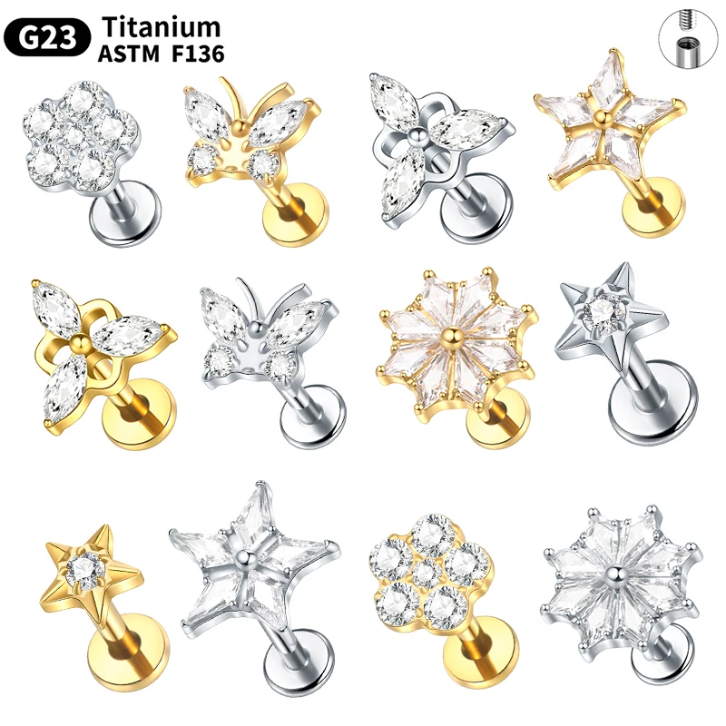 Perno Dermico In Titanio G23 Con Gemma Opale Multicolore - Micro-piercing A Vite (16g)