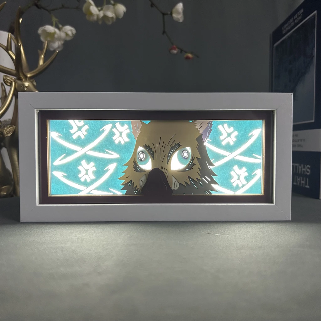 

Anime Light Box Demon Slayer Hashibira Inosuke Lamp for Hoom Decor Lightbox 3d Paper Cut Diy Table Lamp Manga Kimetsu No Yaiba