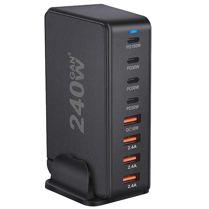 데스크탑 충전 스테이션, 240W, 4 USB C 타입 USB A 충전기, 8 포트..