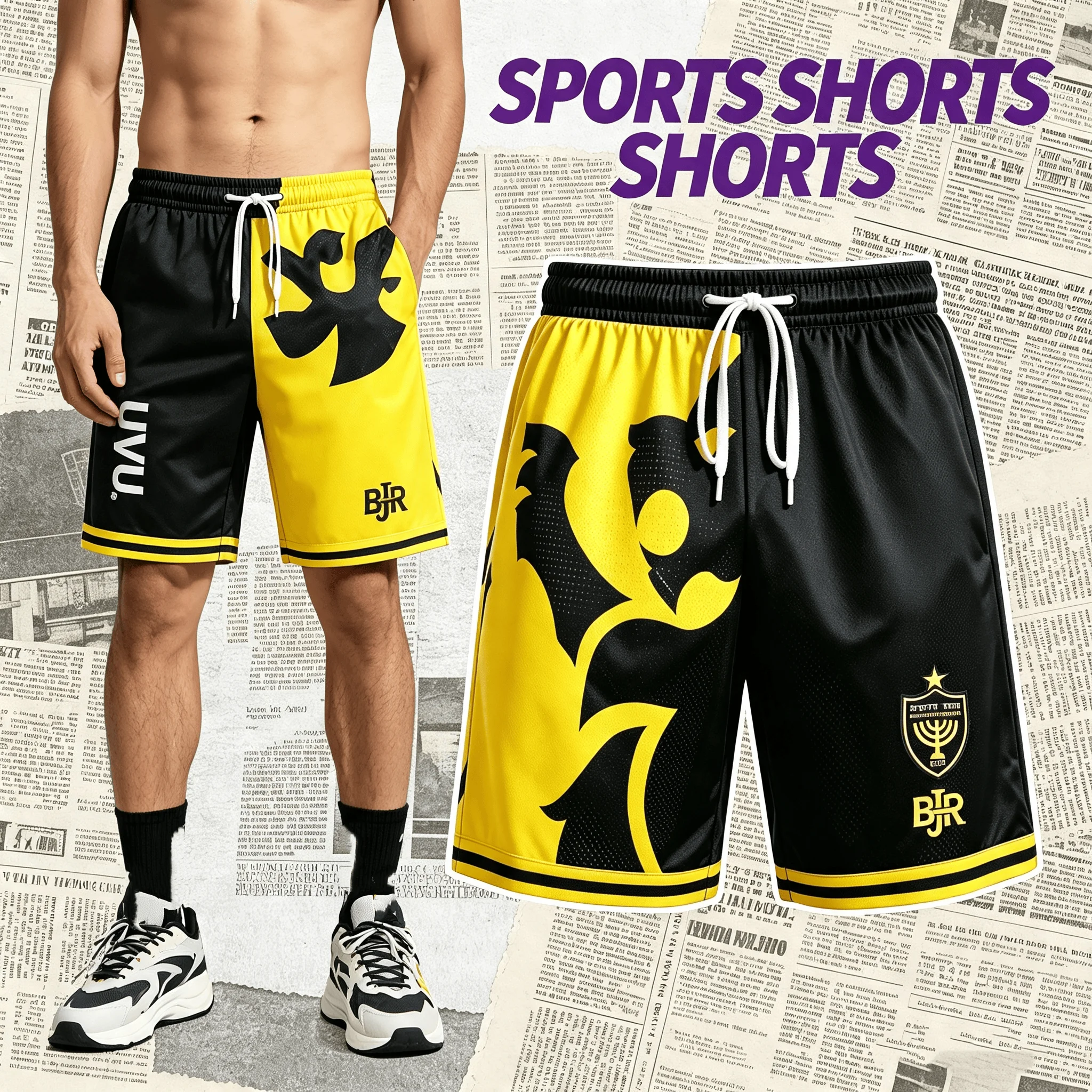 2026 Beitar Jerusalem Fußballhose, Sommerliche Atmungsaktive Schnelltrocknende Sport-Trainingsshorts, Lose Lässige Basketball-Shorts