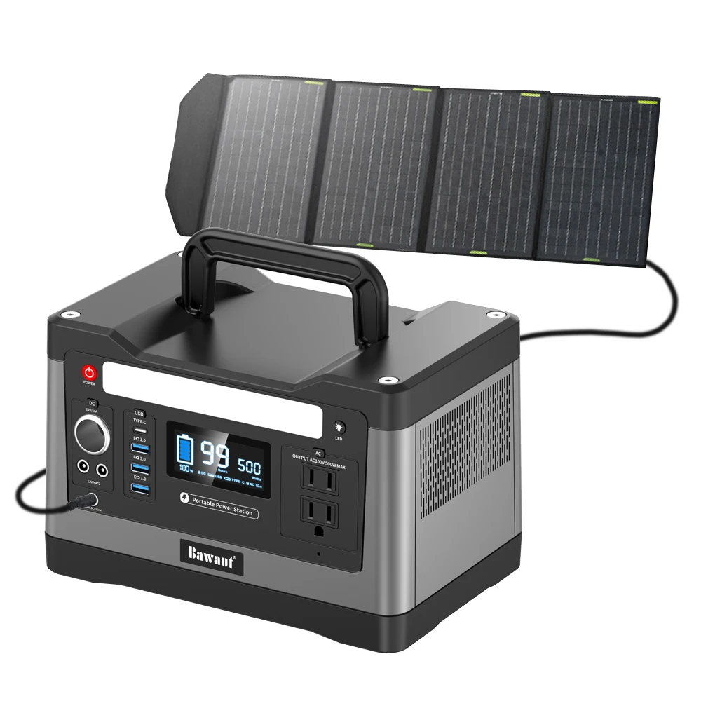 태양 에너지 시스템 500Wh 발전소 500w 야외 모바일 기계 밴 배터리 인버터 백업