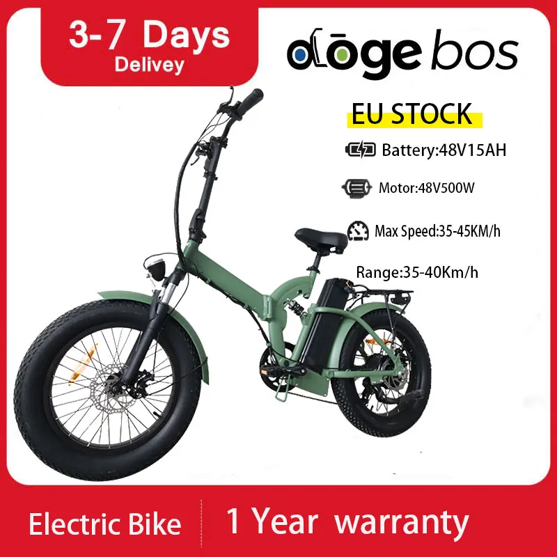 

DOGEBOS S600 Adult Electric Bicycle 250w 48V15ah Removable Lithium Battery Folding Ebike 20 inches 4.0 fat Tire Mountain Ebike