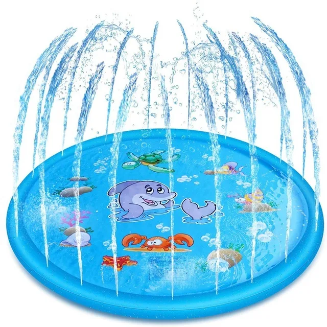Kids Outdoor Water Spray Mat Children's Outdoor Toys Dolphin Shark Sport Mat Dinosaur Rainbow Water Spray Mat Summer Funny Toys 3