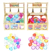 1Set Children Simulation Plastic Crystal Box Treasure Kids Acrylic Colorful Diamond Gems Plastic Large Jewels Toy 2.5cm Diameter 1