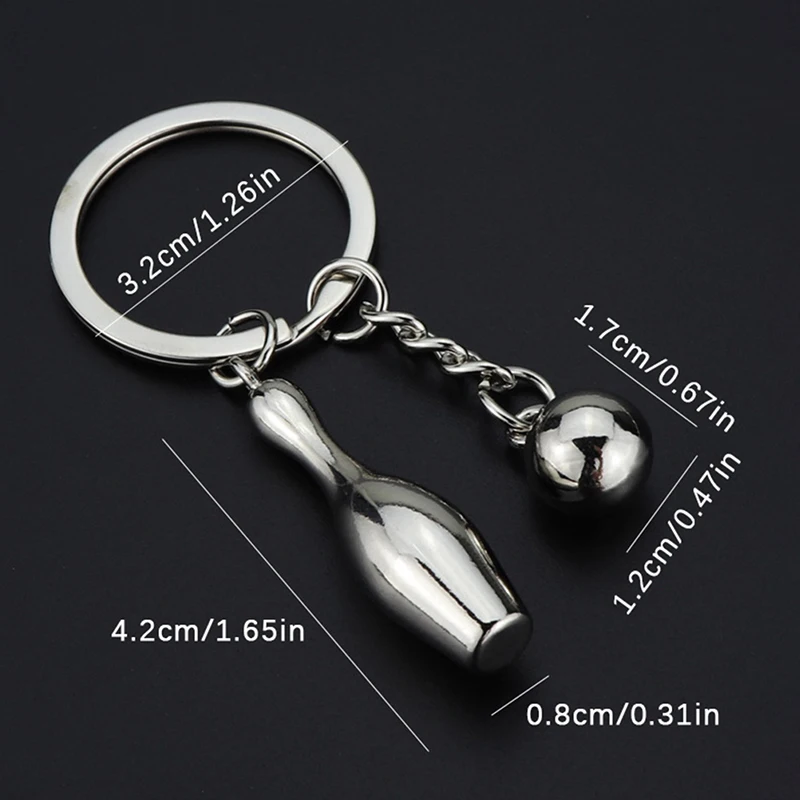 Creative Alloy Bowling Ball Pendant Car Key Ring Purse Bag Ornament Keychain Sports Lover Club Gift bowling accessories
