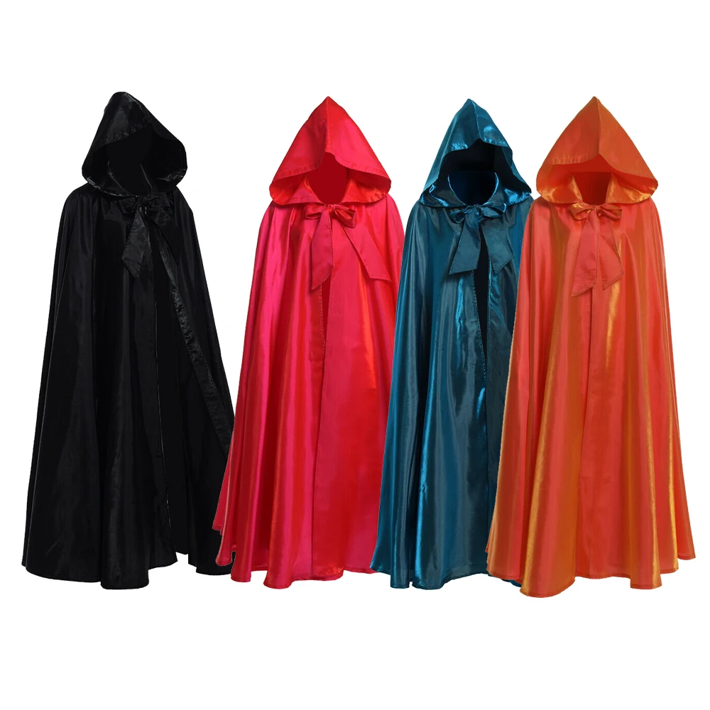 

Vintage Gothic Cloak Medieval Hooded Cape Halloween Vampire Witch Wizard Long Robe Renaissance Victorian Cosplay