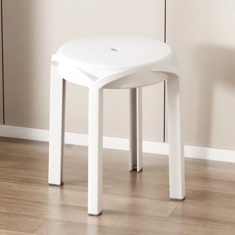 

O400household Simple Thickened Stackable Square Storage Chair Plastic Bench Dining Table High Single Color: