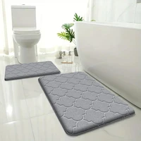 2 pieces of embossed flannel bathroom absorbent floor mats 2-piece set furry shower room non-slip floor mats home entrance mats
