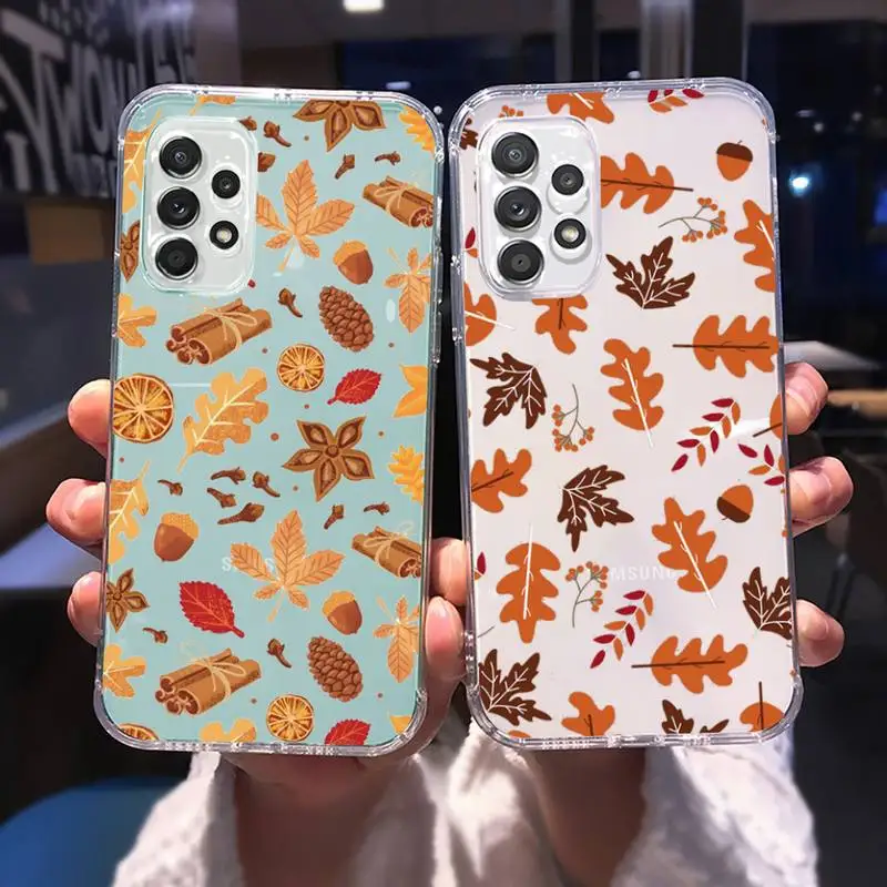 Happy Autumn Pumpkin Leaf Custodia Trasparente Per Samsung Galaxy A S Note 23 52 22 20 21 51 71 12 50 10 30 E Fe Ultra Plus