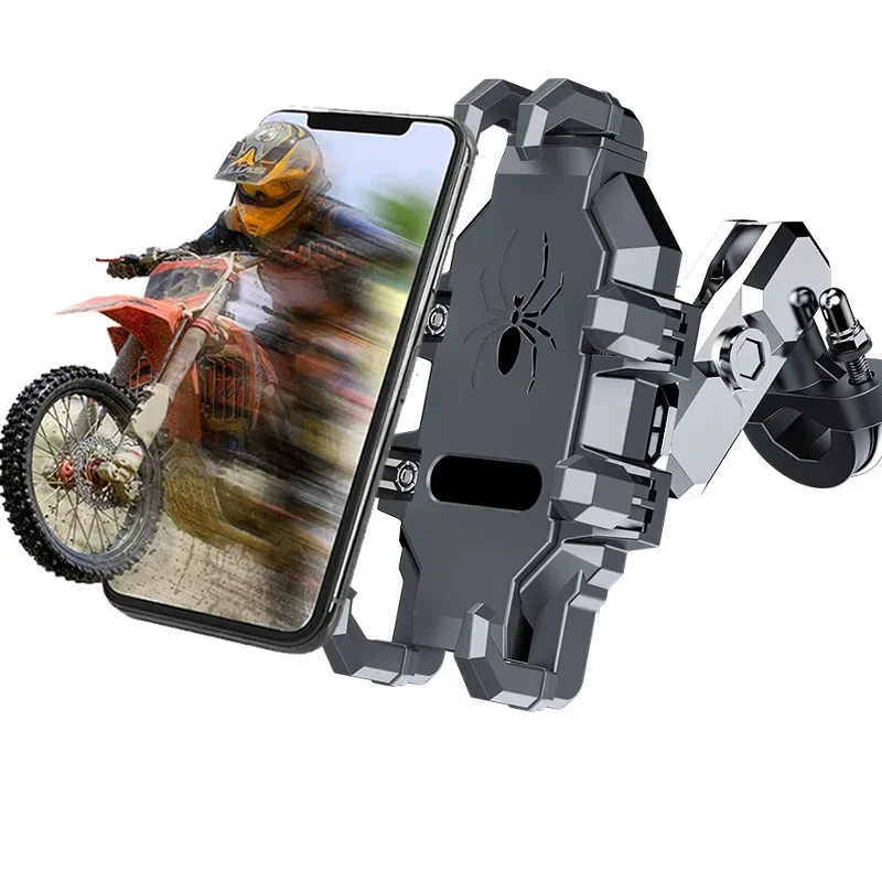 AntiVibrationMotorcyclePhoneHolderAluminumHandlebarRearview