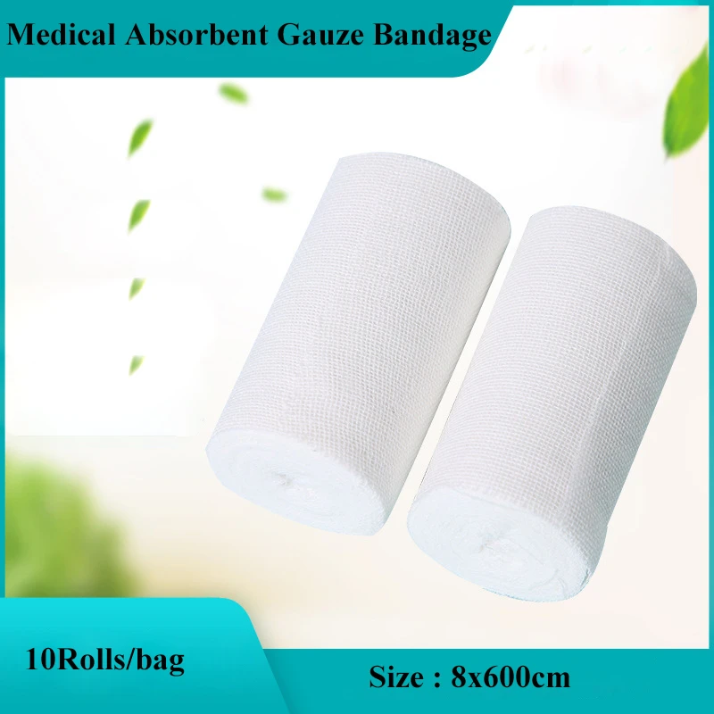 10Rolls Medical Cotton Gauze Hemostatic Bandage Wound Care Fixation