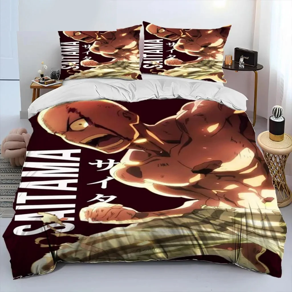 Anime One-Punch Man Saitama Bedding Set Boys Girls Twin Queen Size Duvet Cover Pillowcase Bed Kids Adult Home Textileextile 6