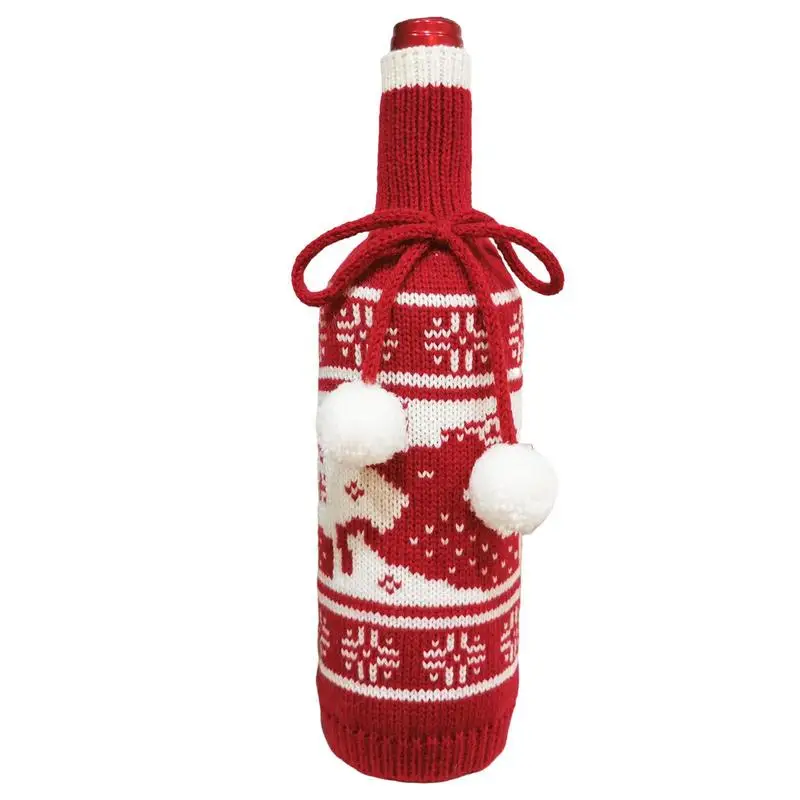 

Christmas Wine Bottle Bags Christmas Knitted Bottle Cover Soft Hand Knitted Sweater Wine Bottle Bags For Christmas Party