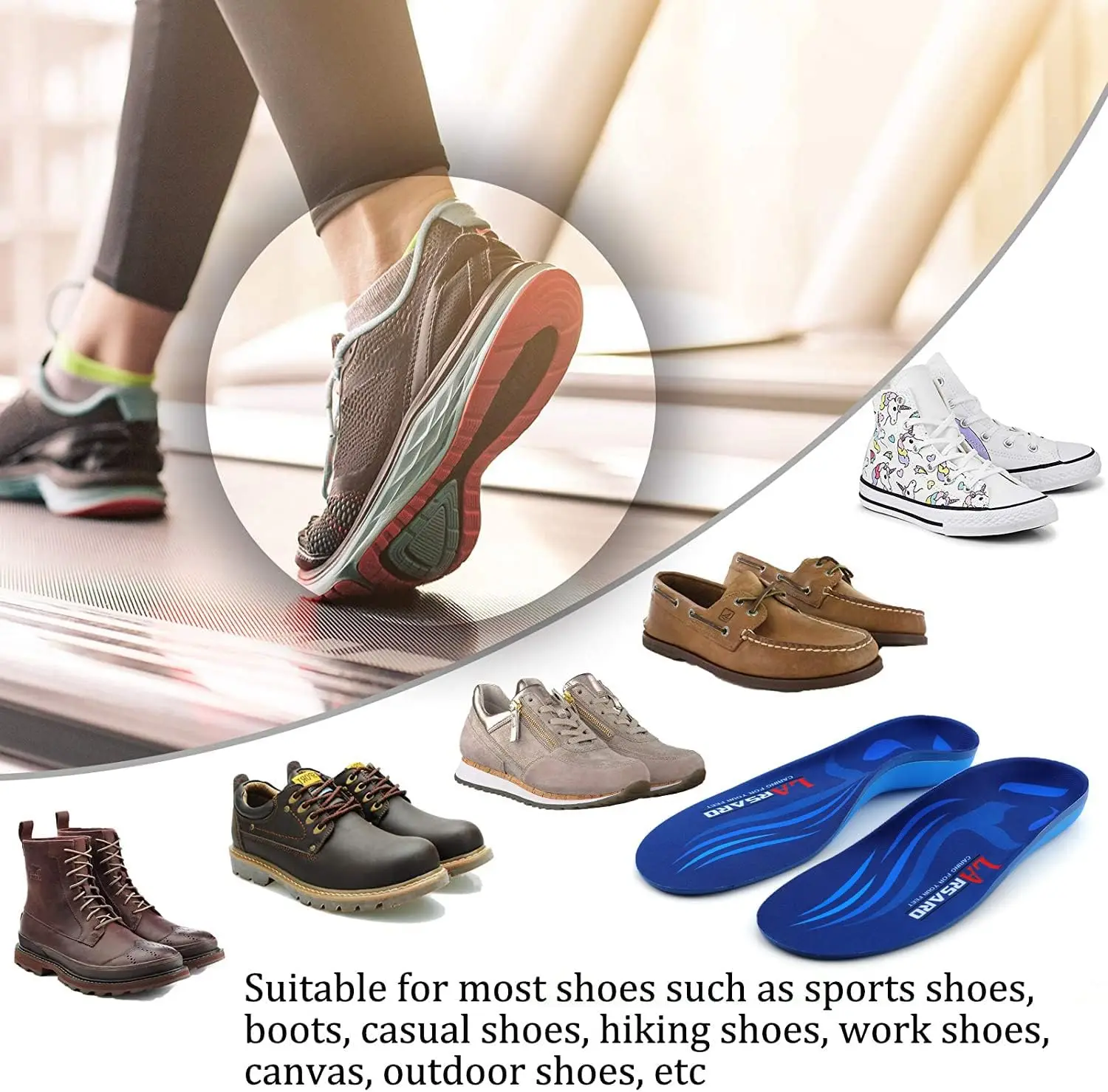 LARSARO Orthopaedic Insoles Foot Pain Plantar Fasciitis Foot Insoles For Flat Feet,Sink Spread Foot,Plantar Fasziitis