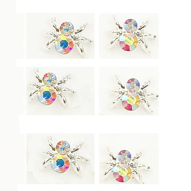 10Pcs/bag Alloy Nail Jewelry Charms 3D Nail Art Rhinestones New Spider Decoracao Animal Manicure Acessorios Sparkling Nails 10pcs lot 3d nail art peach heart alloy jewelry point bottom shaped colorful diy handmade nail art rhinestones nail tips beauty