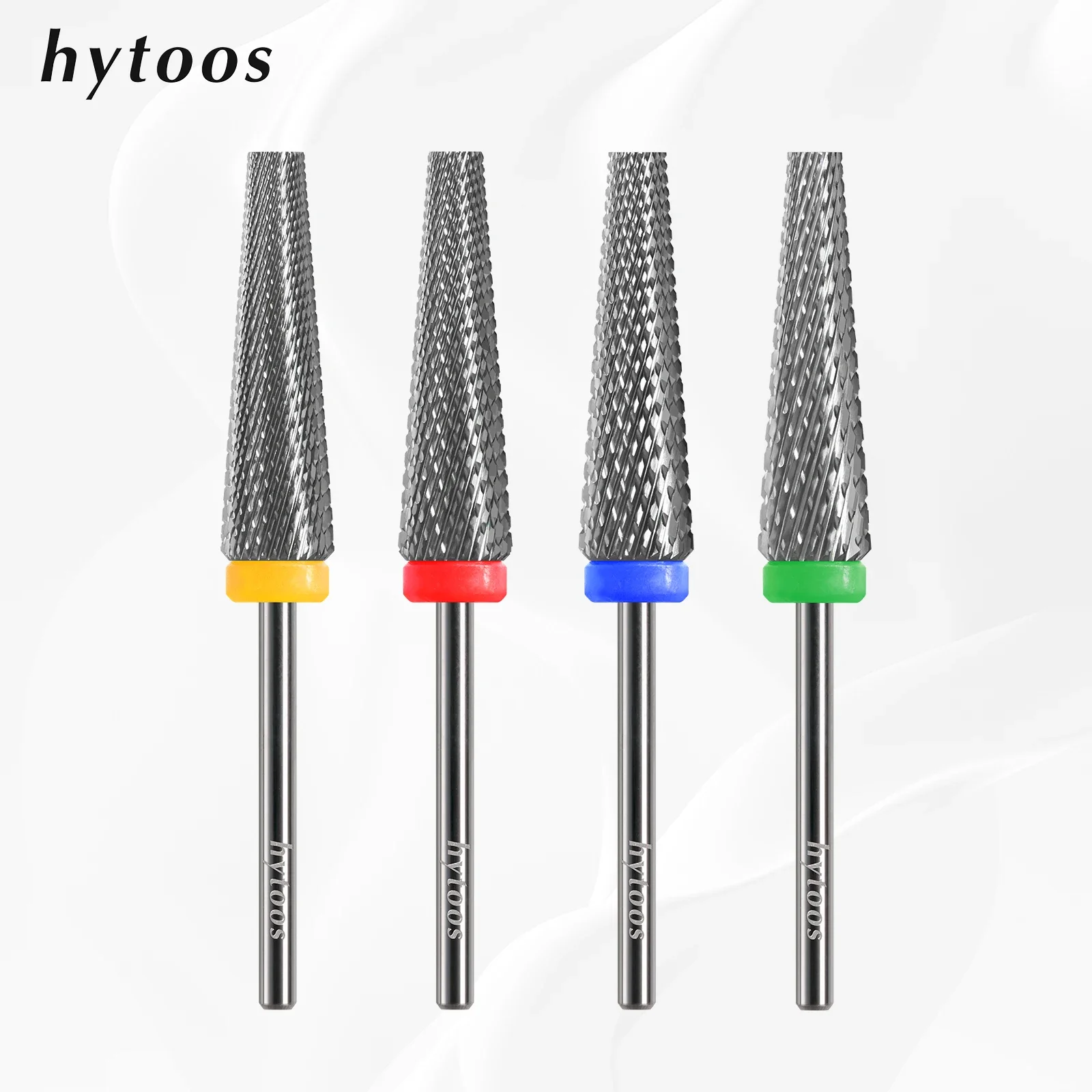 HYTOOS 플랫 탑 5 인 1 네일 드릴 비트, 24mm 긴 카바이드 테이퍼 네일..