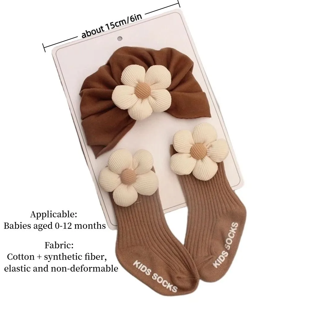 Cotton Newborn Hat Socks Set Breathable Soft
