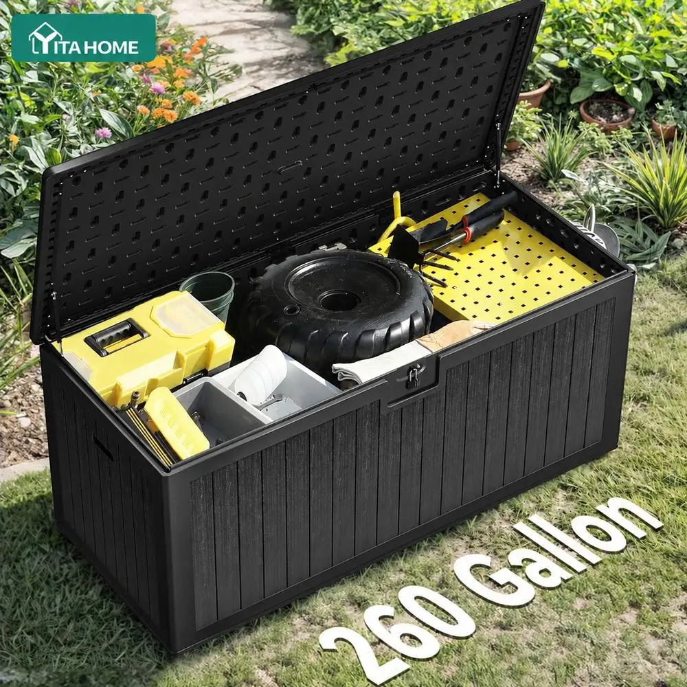 260 Gallon Deck Storage Box with Lockable Lid 4