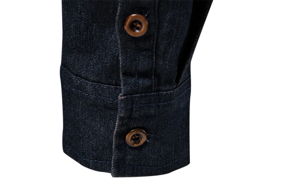 COTTON DENIM SHIRT MEN LONG SLEEVE