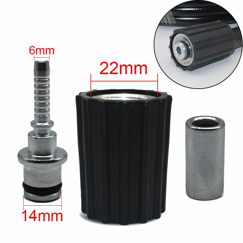 High Pressure Washer Hose Insert Fittings DN6 D14mm Ring Nut M22 Car