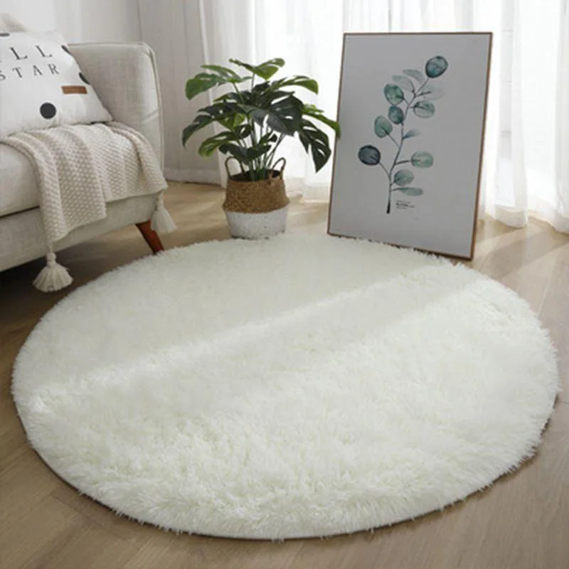 Plush rug Nordic living room carpet circular floor mat hanging basket computer chair mat solid color