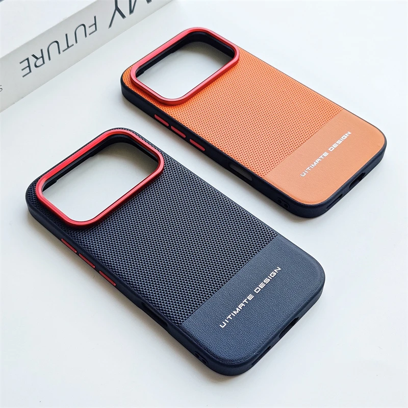Luxury Leather Colorblock Shockproof Bumper Case -