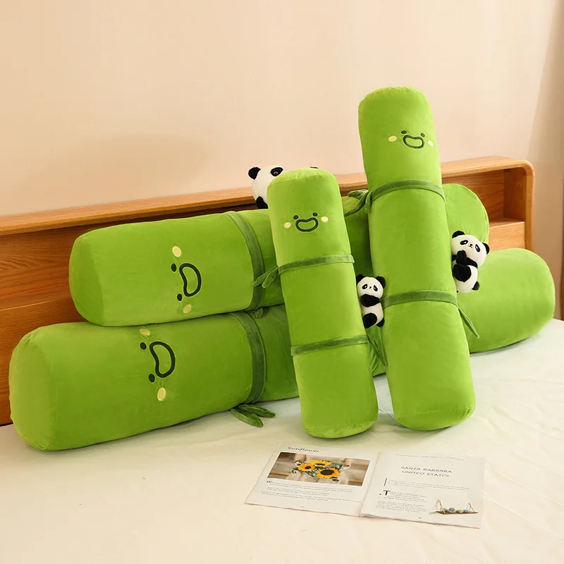 Kawaii Panda Long Green Bamboo Plush Pillow Stuffed Sleeping Leg Support Bolster Small China Panda Plushie Decor Peluche Gift 5