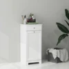 Homcom Laundry Hamper Cabinet with Removable Basket, Tilt Out Laundry Hamper Cabinet with Drawer and Beadboard Door, White 3