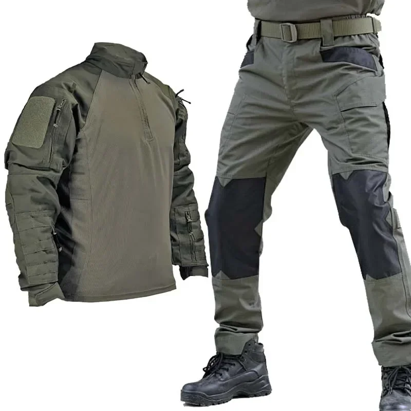 Tactical Uniform Airsoft Clothes Training Suits Camo Workwear Hunting Shirts Cargo Pant Paintball Sets Hiking Pant Men Windproof 2
