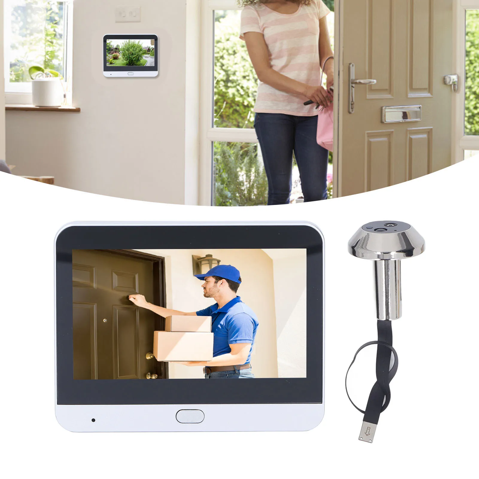 Wireless Video Doorbell Camera 2MP 1080p PIR Motion Detection Smart Security Camera with 4.3inch Screen Night Vision new