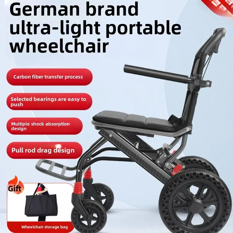 Wheelchair Light Folding the Elderly Small Portable Tourist Swallowing Travel Paralying Elderly Hand -CD -ROM