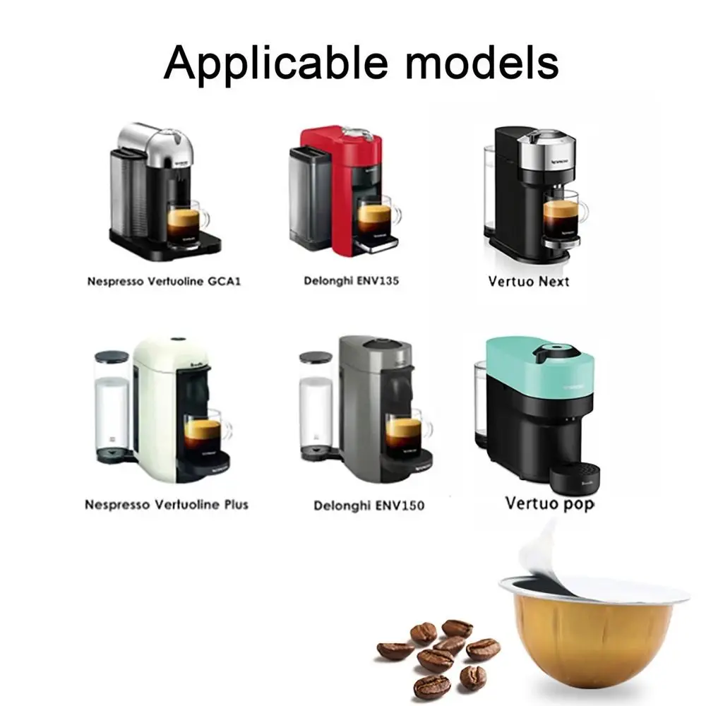 4Pcs Portable Coffee Capsule Shell Refillable Reusable Sealed Tin Foil Cup For Vertuo Next 40/80/150/230ml Coffee Capsule Pod