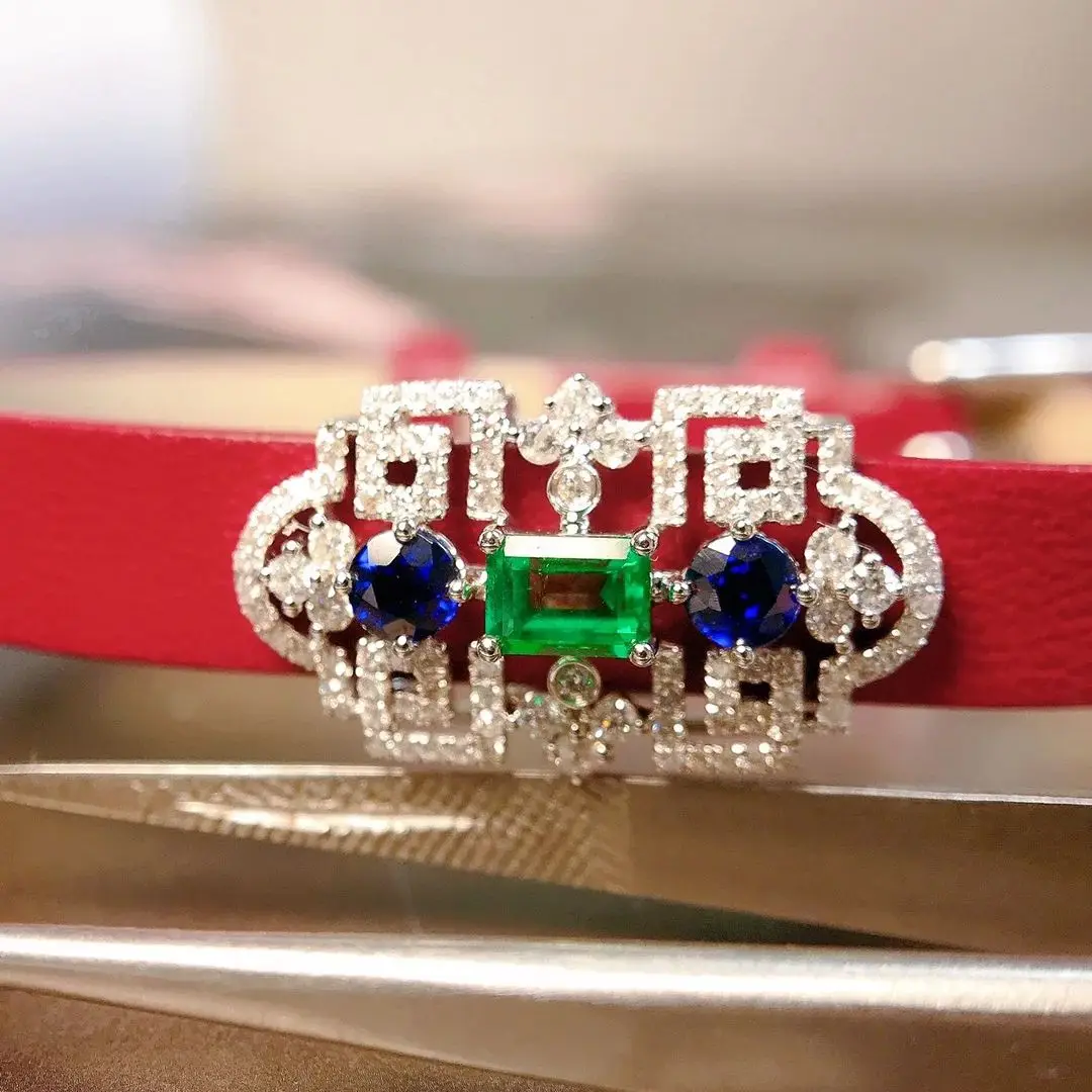 No.12833 진짜 18K 솔리드 골드 선명한 그린 에메랄드 펜던트, 에메랄드 0.28ct 골드 다이아몬드 펜던트, 여성용 보석 목걸이