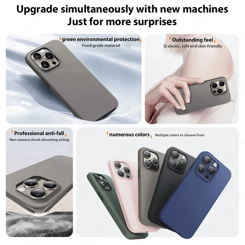 Liquid Silicone Cases for iPhone 15 13 14 12 11 16 Pro Max Shockproof Case for iPhone 16 15 Pro Max Plus Cover Original Official