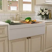 White Farmhouse Sink, 33" L x 20" W Double Bowl Farmhouse Kitchen Sink Rectangular Apron Front Sink Farmer Sink with Grid 1