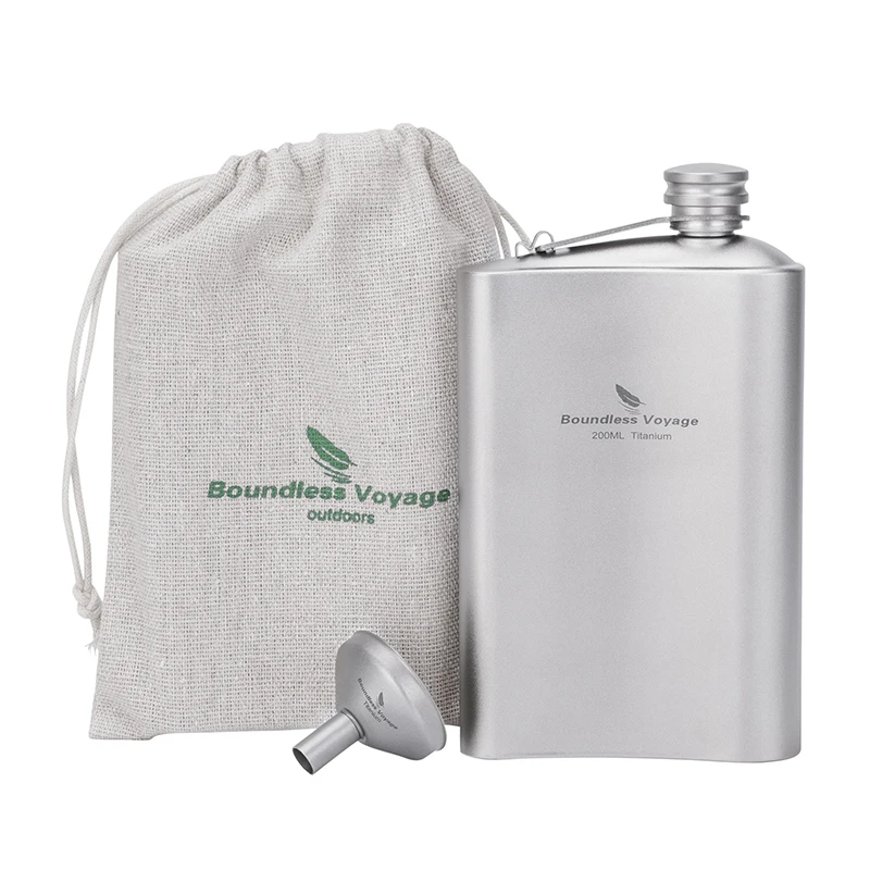 무한여정 200ml 티타늄 플라스크 - 초경량 아웃도어 여행 캠핑 식기 필수품 위스키, 보드카, 와인용 병