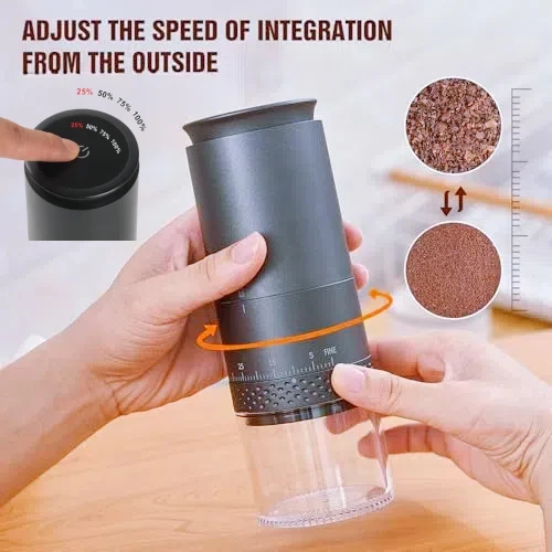 New Portable Electric Power Display Coffee Bean Grinder 38 Gears External Adjustable USB 2000mAh  Household Mini Coffee Machine 2