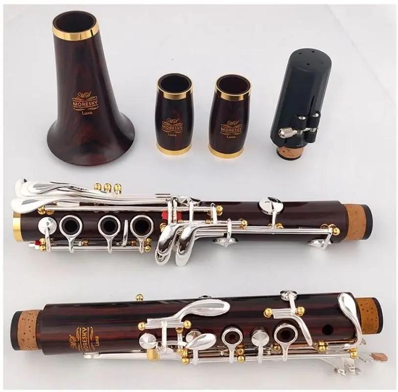 MORESKY Cocobolo Wood Professional Clarinet Bb Redwood Silver Plated Keys Sib Klarnet Luna ES