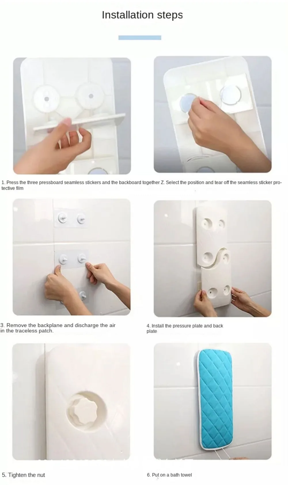 Description Picture 3 of itemRectangle Back Scrubbing Magic Tool Ergonomic Polyester Bath Magic Tool Exfoliating No Punching Required Bath Sponge Home Use