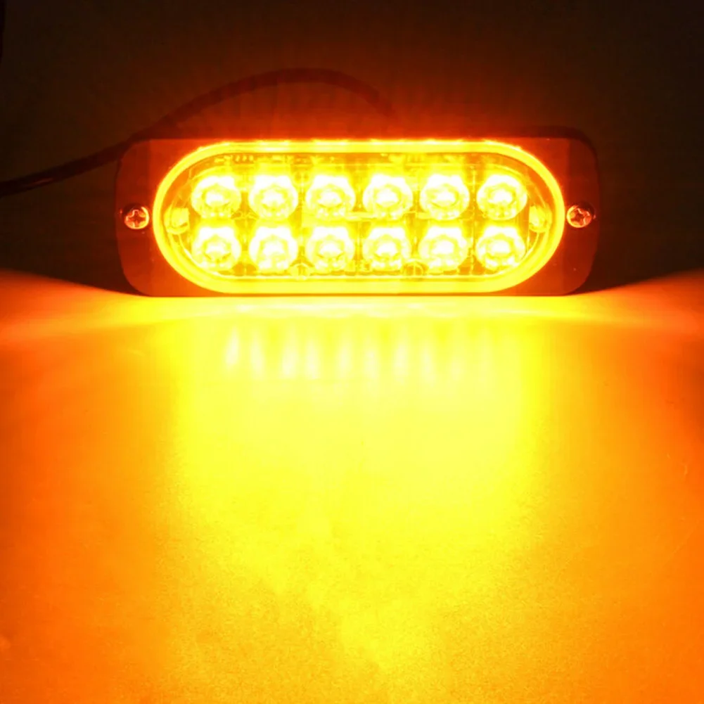 

2pcs Amber 12LED 36W Constantly Bright Light Bar Car Truck External Lights Signal Indicator Lamp Warning Tail Light
