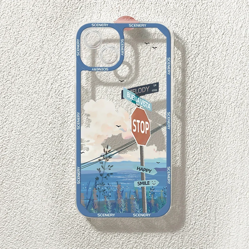 Aesthetic Anime Landscape Transparent Phone Case - Soft, Scenic Design Cover