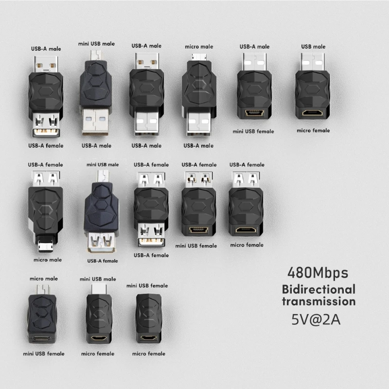 Usb 마이크로 USB 미니 USB 어댑터 변환기 Usb 남성 여성 변환기 480Mbps 전화 태블릿 카메라 충전 어댑터