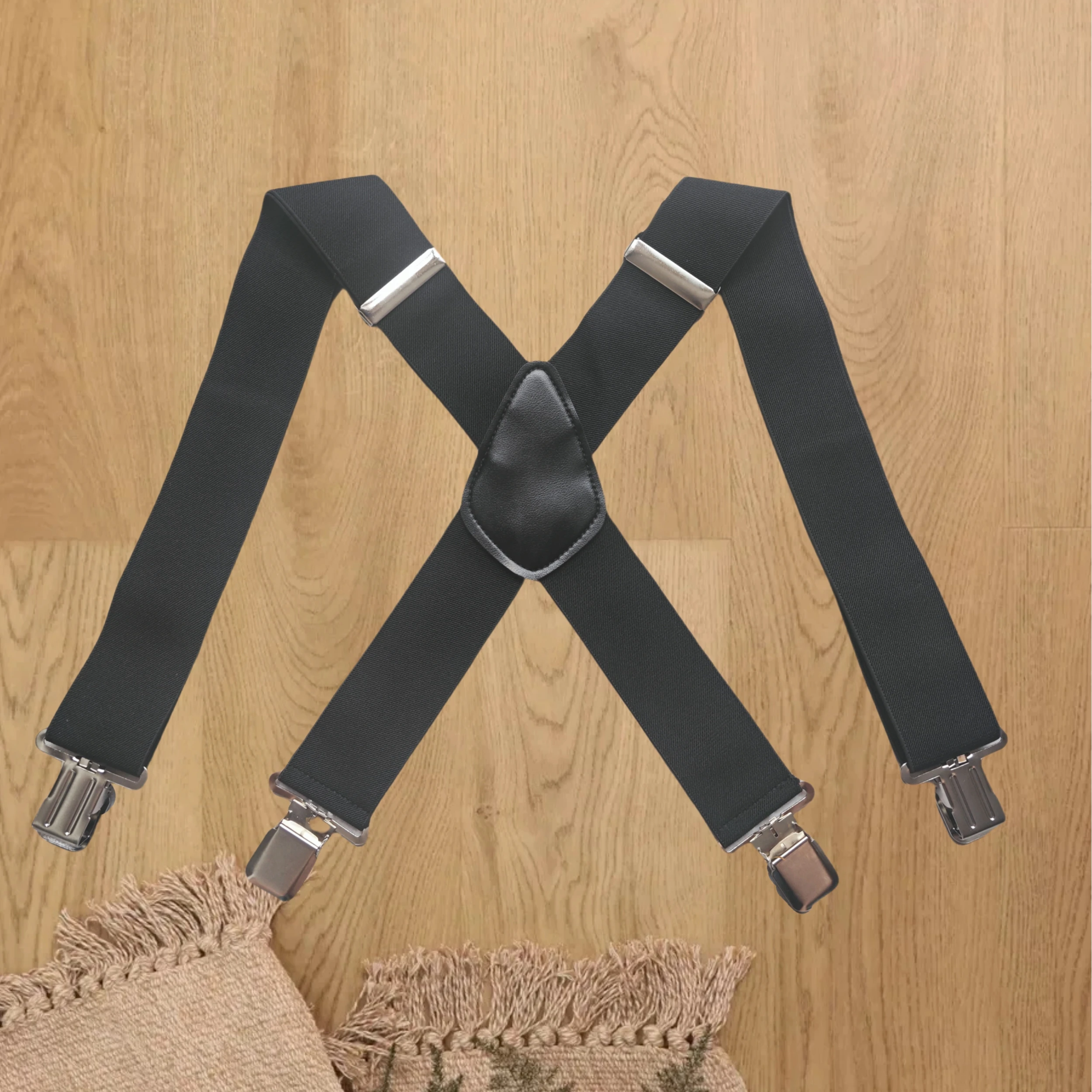 

Men's Suspenders for Outdoor Work 5cm 4Strong Clips Heavy Duty Large Size Suspenders Wide x Back Adjustable Elastic Strap braces