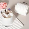 Makeup Brush Holder Organizer 360°Rotating Make Up Brushes Container for Vanity, Spinning Cosmetics Storage Cup, Stripe White 3