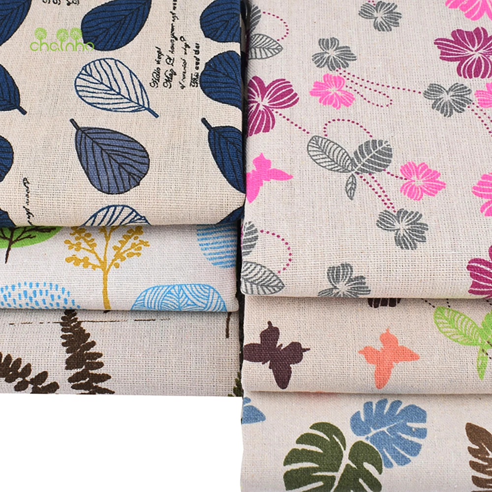 Chainho,Printed Cotton Linen Fabric,DIY Sewing Quilting Material,Patchwork Cloth,Furniture Cover Textile,4 Specification,CL31