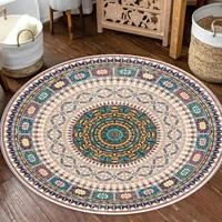 Persian Retro Round Carpet Decoration Home European Style Rug Bedroom Bedside Washable Rug Bathroom Non-slip Entrance Door Mat 2