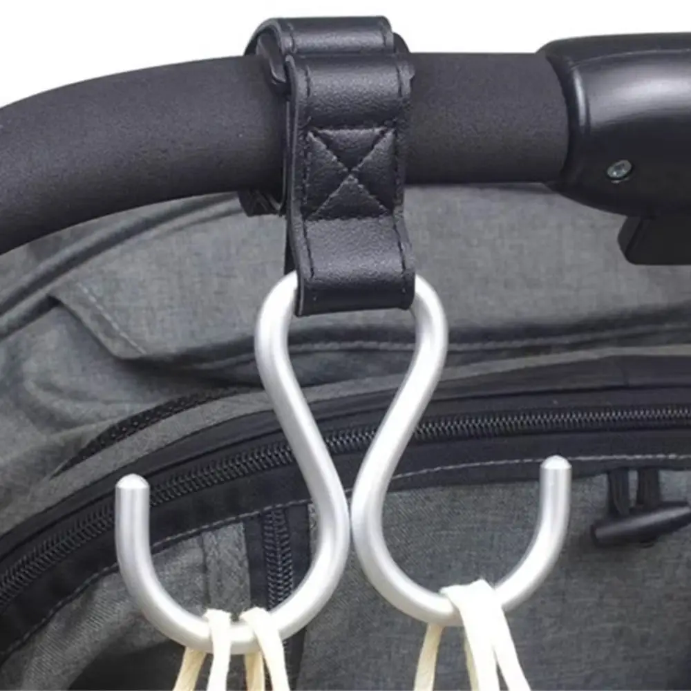 Multifunctional S Shape Baby Stroller Hooks PU Double Hook Hanging Hook Cartoon Cart Organizer Stroller Accessories Baby