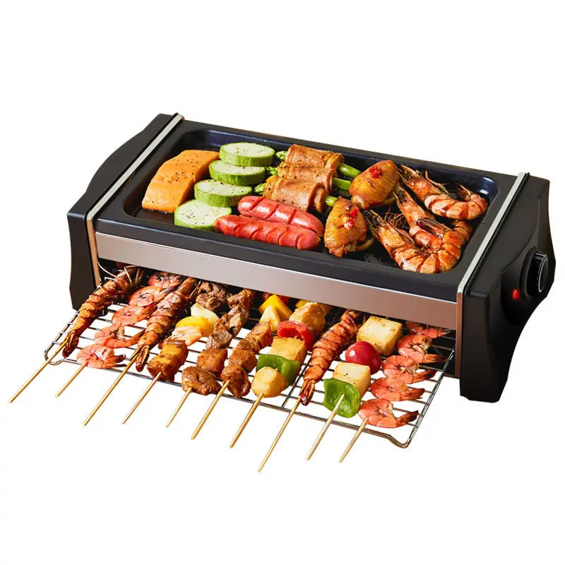 Commercial Two Layer Multifunctional Smokeless BBQ Grill Roasting Meat Griddle Barbecue Mesh Raclette Grill 4