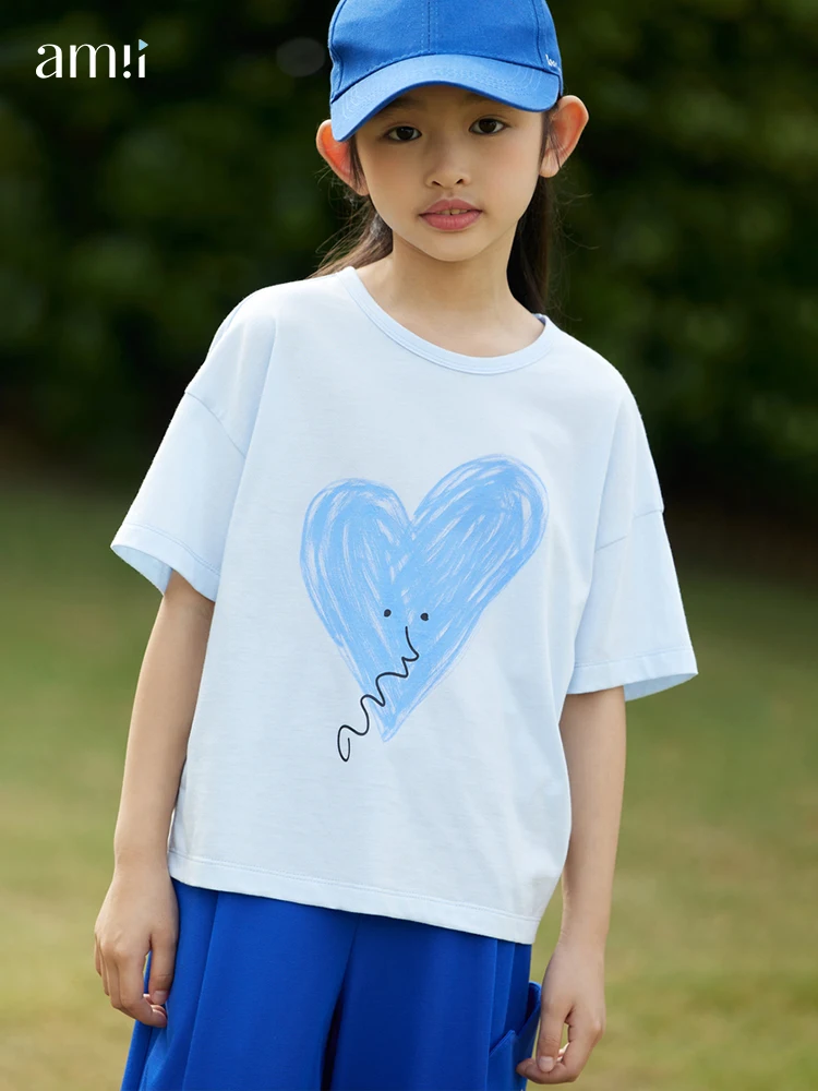

Amii Kids Girls Summer T-shirts Short Sleeve Cotton Fashion Print Sweet Heart Loose T-shirt Children Tops Casual Tees 22342032